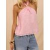 image:imageMakeMeChic Womens Tie Open Back Halter Tops Metal Sleeveless Summer Tank TopPink