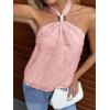 image:imageMakeMeChic Womens Tie Open Back Halter Tops Metal Sleeveless Summer Tank TopPink