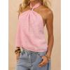 image:imageMakeMeChic Womens Tie Open Back Halter Tops Metal Sleeveless Summer Tank TopPink