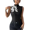 image:imageMakeMeChic Womens Turtle Neck Black Tank Tops Summer 3D Floral Sleeveless Tops Knitted ShirtBlack