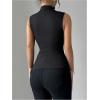 image:imageMakeMeChic Womens Turtle Neck Black Tank Tops Summer 3D Floral Sleeveless Tops Knitted ShirtBlack