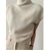 image:imageMakeMeChic Womens Turtleneck Sweater Vest Mock Neck Cap Sleeve Summer Knit Tops Pullover SweatersApricot