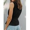 image:imageMakeMeChic Womens Wrap Blouse Vest Sleeveless Blazer Tie V Neck Belted Elegant Office Shirt TopsBlack
