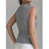 image:imageMakeMeChic Womens Wrap Blouse Vest Sleeveless Blazer Tie V Neck Belted Elegant Office Shirt TopsGrey