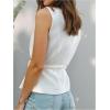 image:imageMakeMeChic Womens Wrap Blouse Vest Sleeveless Blazer Tie V Neck Belted Elegant Office Shirt TopsWhite