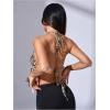 image:imageMakeMeChic Womens Y2K Leopard Print Backless Top Spaghetti Strap Cami Crop Top Halter TopsMulticolor