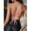 image:imageMakeMeChic Womens Y2K Party Tops Butterfly Glitter Sequin Camisole Criss Cross Club Rave OutfitMulticolor