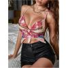 image:imageMakeMeChic Womens Y2K Party Tops Butterfly Glitter Sequin Camisole Criss Cross Club Rave OutfitMulticolor