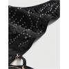 image:imageMakeMeChic Womens Y2K Summer Party Glitter Sequin Floral Halter Top Draped Tie Back Crop TopsBlack
