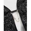 image:imageMakeMeChic Womens Y2K Summer Party Glitter Sequin Floral Halter Top Draped Tie Back Crop TopsBlack