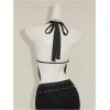 image:imageMakeMeChic Womens Y2K Summer Party Glitter Sequin Floral Halter Top Draped Tie Back Crop TopsBlack B