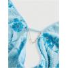 image:imageMakeMeChic Womens Y2K Summer Party Glitter Sequin Floral Halter Top Draped Tie Back Crop TopsBlue