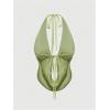 image:imageMakeMeChic Womens Y2K Summer Party Glitter Sequin Floral Halter Top Draped Tie Back Crop TopsGreen