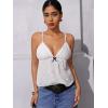 image:imageMakeMeChic Womens Y2K Tops Eyelet Embroidery Babydoll V Neck Ruffle Hem Sleeveless Tank TopsWhite