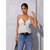 image:imageMakeMeChic Womens Y2K Tops Eyelet Embroidery Babydoll V Neck Ruffle Hem Sleeveless Tank TopsWhite
