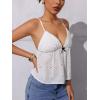 image:imageMakeMeChic Womens Y2K Tops Eyelet Embroidery Babydoll V Neck Ruffle Hem Sleeveless Tank TopsWhite