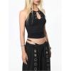 image:imageMakeMeChic Womens Y2k Halter Crop Tops Open Back Cut Out Sleeveless Going Out Tops Gothic ClothesBlack