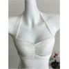 image:imageMakeMeChic Womens Y2k Lace Sheer Halter Crop Tops Sleeveless Going Out Tank TopWhite Lace