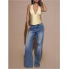 image:imageMakeMeChic Womens Y2k Party Satin Halter Top Tie Open Back Low Cut Fitted TopsLight Yellow