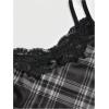 image:imageMakeMeChic Womens Y2k Plaid Lace Cami Crop Tops Spaghetti Strap Sleeveless Fitted TopsBlack