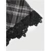image:imageMakeMeChic Womens Y2k Plaid Lace Cami Crop Tops Spaghetti Strap Sleeveless Fitted TopsBlack