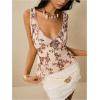 image:imageMakeMeChic Womens Y2k Sparkly Sequin Tank Tops Floral Sexy V Neck Lace Crop Party TopChampagne