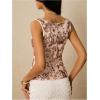 image:imageMakeMeChic Womens Y2k Sparkly Sequin Tank Tops Floral Sexy V Neck Lace Crop Party TopChampagne