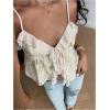 image:imageMakeMeChic Womens Y2k Sparkly Sequin Tops Going Out Tie Front Ruffle Tops Cute Summer CamisoleApricot