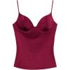 image:imageMAKEMECHIC Womens Summer Satin Cami Top Spaghetti Strap Sleeveless Fitted Going Out TopsBurgundy