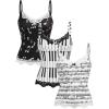 image:imageMakeMeChic Womens 3 Pack Lace Trim Camisole Musical Graphic V Neck Spaghetti Strap Sleeveless Y2k TopsBlack and White