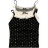 image:imageMakeMeChic Womens 3 Pack Polka Dots Crop Tank Tops Lace Trim Sleeveless Bow Knot Y2K CamisolesMulticolor