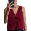 image:imageMakeMeChic Womens Bow Tie Front Vest V Neck Sleeveless Summer Vest TopsBurgundy