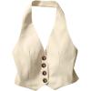 image:imageMakeMeChic Womens Button Down Halter Vest Sleeveless Work Business WaistcoatApricot