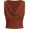 image:imageMakeMeChic Womens Cowl Neck Tank Tops Draped Ruched Sleeveless Fitted Going Out ShirtRust Brown