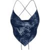 image:imageMakeMeChic Womens Dragon Graphic Bandana Top Halter Crop Criss Cross Boho Scarf Tank TopBlue