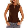 image:imageMakeMeChic Womens Dressy Ruffle Tops Going Out Tank Tops Sleeveless Work Shirt BlouseChocolate Brown