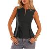 image:imageMakeMeChic Womens Dressy Ruffle Tops Going Out Tank Tops Sleeveless Work Shirt BlouseGrey