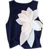 image:imageMakeMeChic Womens Floral Crop Tank Top Crew Neck Sleeveless Going Out TopsBlue