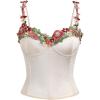 image:imageMakeMeChic Womens Floral Embroidery Camisole Spaghetti Strap Summer Boho Shirt Crop TopsApricot