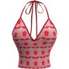 image:imageMakeMeChic Womens Floral Halter Crop Tops V Neck Tie Open Back Sleeveless Y2k Tank TopsMulticolor