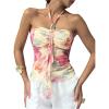 image:imageMakeMeChic Womens Floral Halter Tops Tie Backless Ruched Fitted Summer TankMulticolor