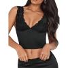 image:imageMakeMeChic Womens Floral Lace Deep V Neck Tank Sleeveless Fitted Crop Tops ClubwearBlack