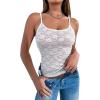 image:imageMakeMeChic Womens Floral Lace Sheer Scoop Neck Camisole Top Spaghetti Strap Tank TopWhite