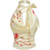 image:imageMakeMeChic Womens Floral Print Satin Halter Tops Shirred Knot Draped Summer ShirtYellow