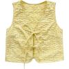 image:imageMakeMeChic Womens Floral Print Tie Front Vest Outerwear Sleeveless V Neck Boho VestsYellow