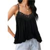 image:imageMakeMeChic Womens Flowy Lace Tops Summer Camisole Vacation Ruffle Backless TopBlack