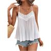 image:imageMakeMeChic Womens Flowy Lace Tops Summer Camisole Vacation Ruffle Backless TopWhite