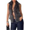 image:imageMakeMeChic Womens Fuzzy Faux Fur Halter Top Sleeveless Tie Backless Summer Going Out Tops Cowboy Chic OutfitsDark Grey