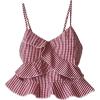image:imageMakeMeChic Womens Gingham Cami Tops Spaghetti Strap Ruffle Cute Summer Crop Y2K TopRed
