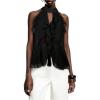 image:imageMakeMeChic Womens Going Out Halter Ruffle Tops Mesh Tie Back Tank Tops Cut Out Sleeveless OutfitBlack